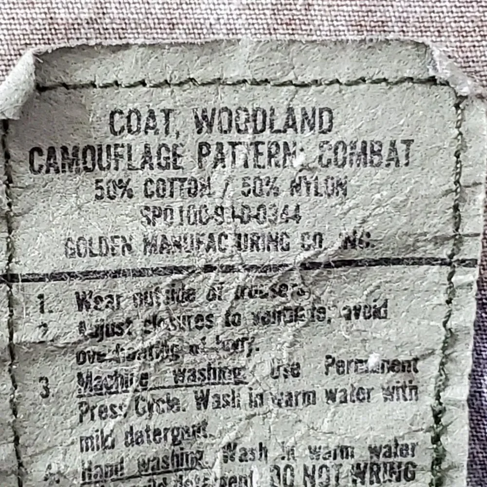 US Army Woodland Camouflage Combat Field Jacket Coat Medium Short '84 EUC